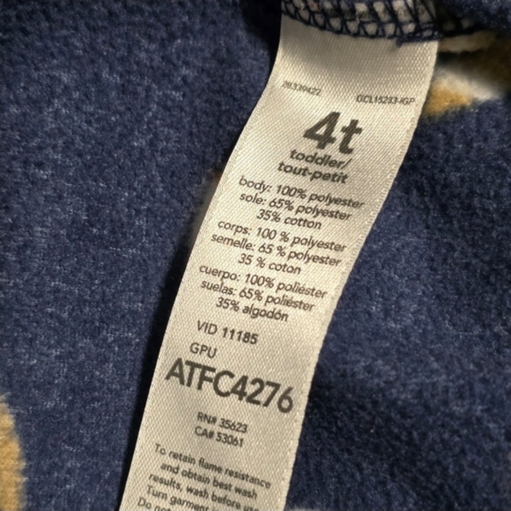 Carter's Toddler 4T Kids Sports-Theme Fleece Navy Footie One Piece Pajama - Picture 8 of 9
